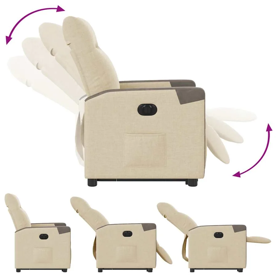 Fauteuil inclinable électrique crème tissu - 8
