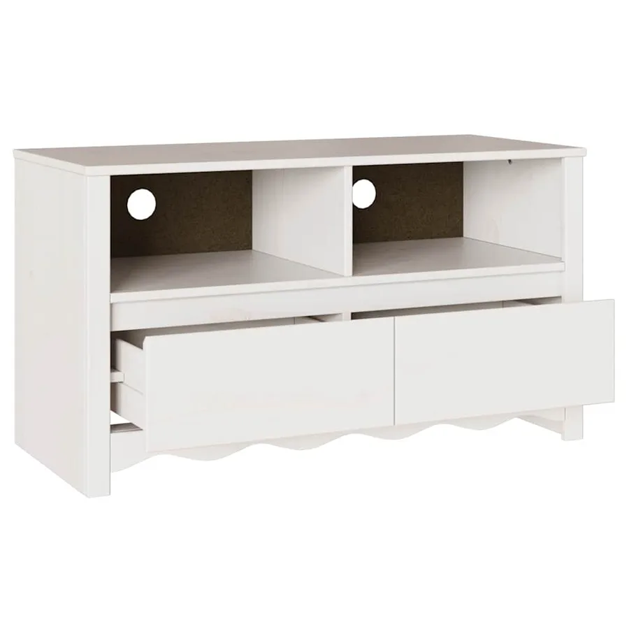 Meuble TV Drammen Blanc 99 x 43 x 55 cm Bois de pin massif - 5