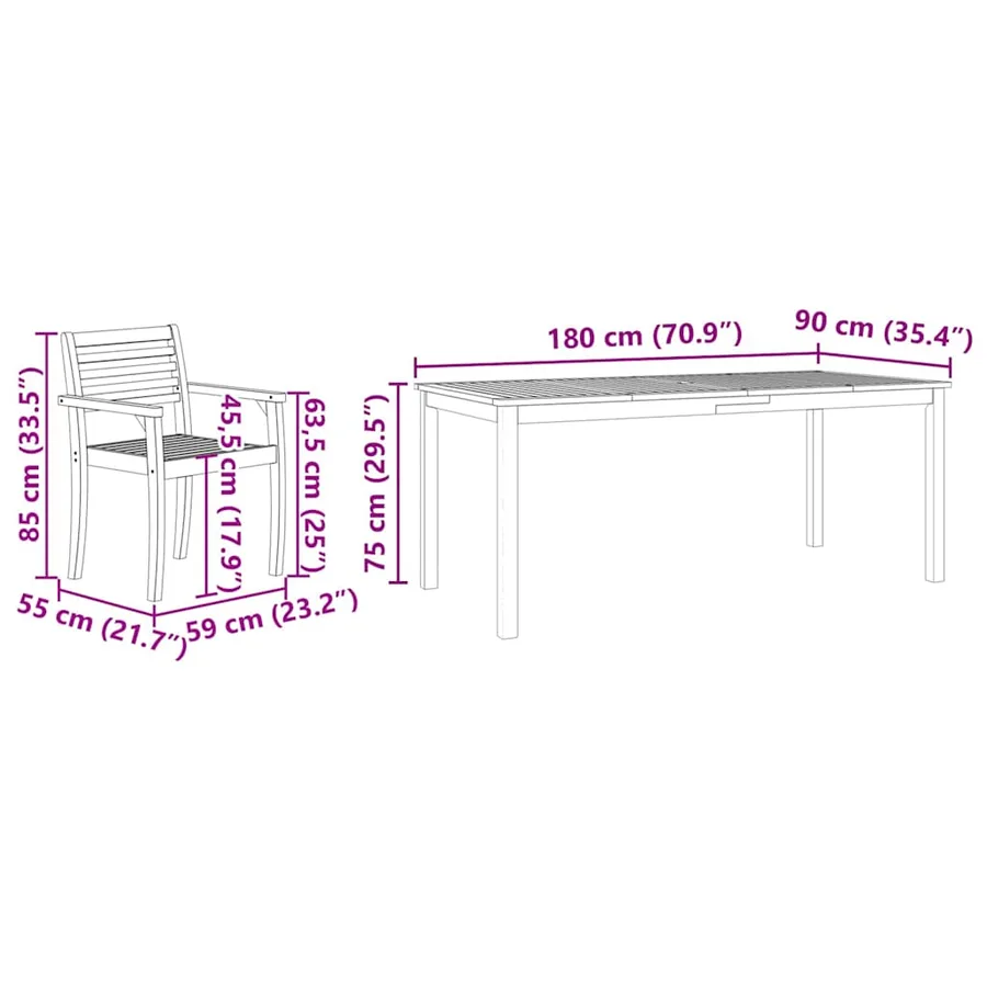 Ensemble de salle à manger pour jardin 9 pcs Marron - 12