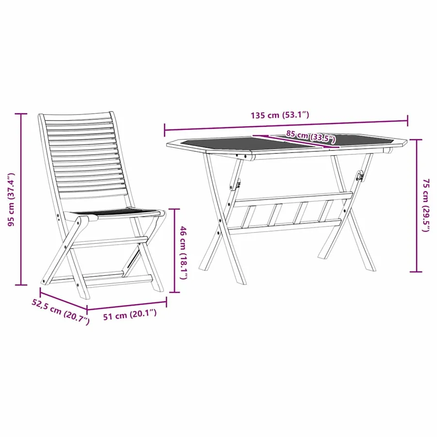 Ensemble de salle à manger pour jardin 5 pcs Marron - 13