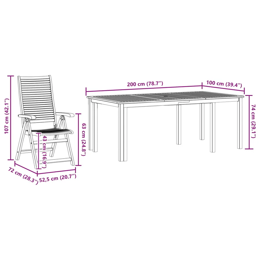 Ensemble de salle à manger pour jardin 9 pcs Marron - 13