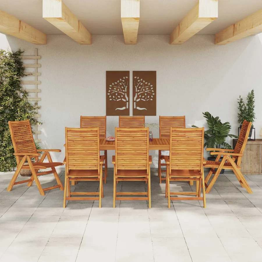 Ensemble de salle à manger pour jardin 9 pcs Marron - 4