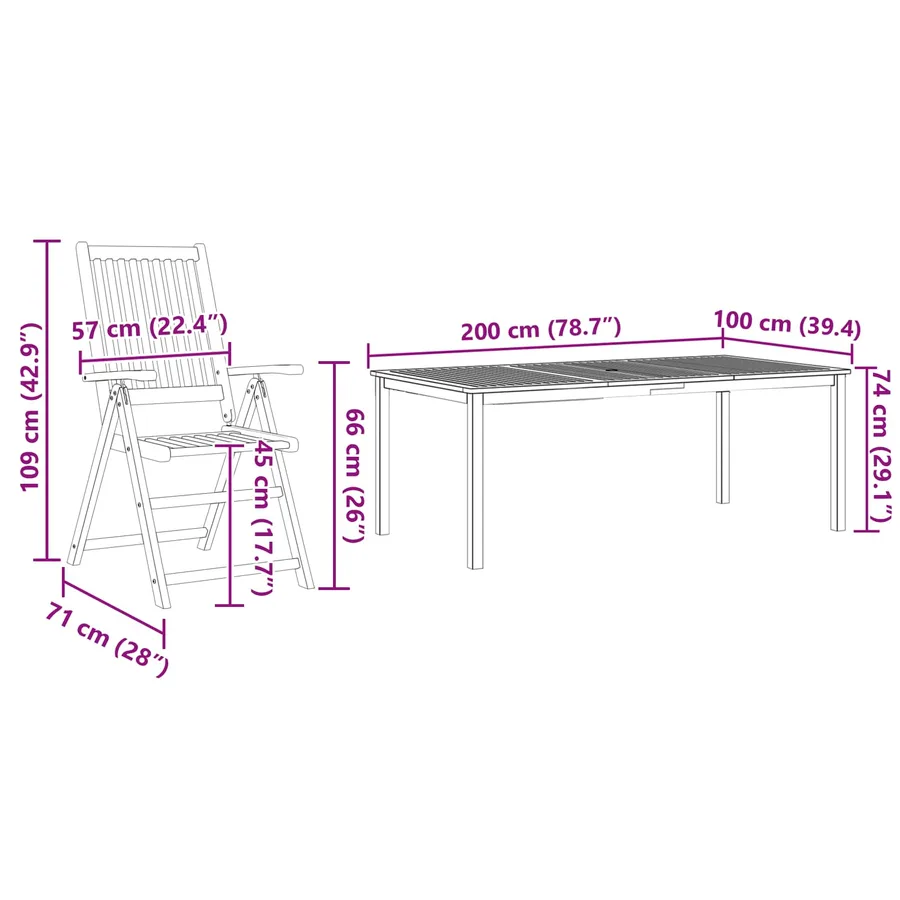 Ensemble de salle à manger pour jardin Pliable 9 pcs Marron - 13