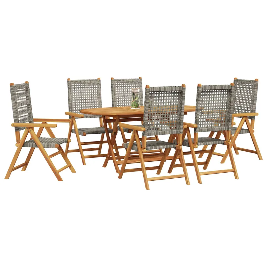 Ensemble de salle à manger pour jardin 7 pcs Gris - 2