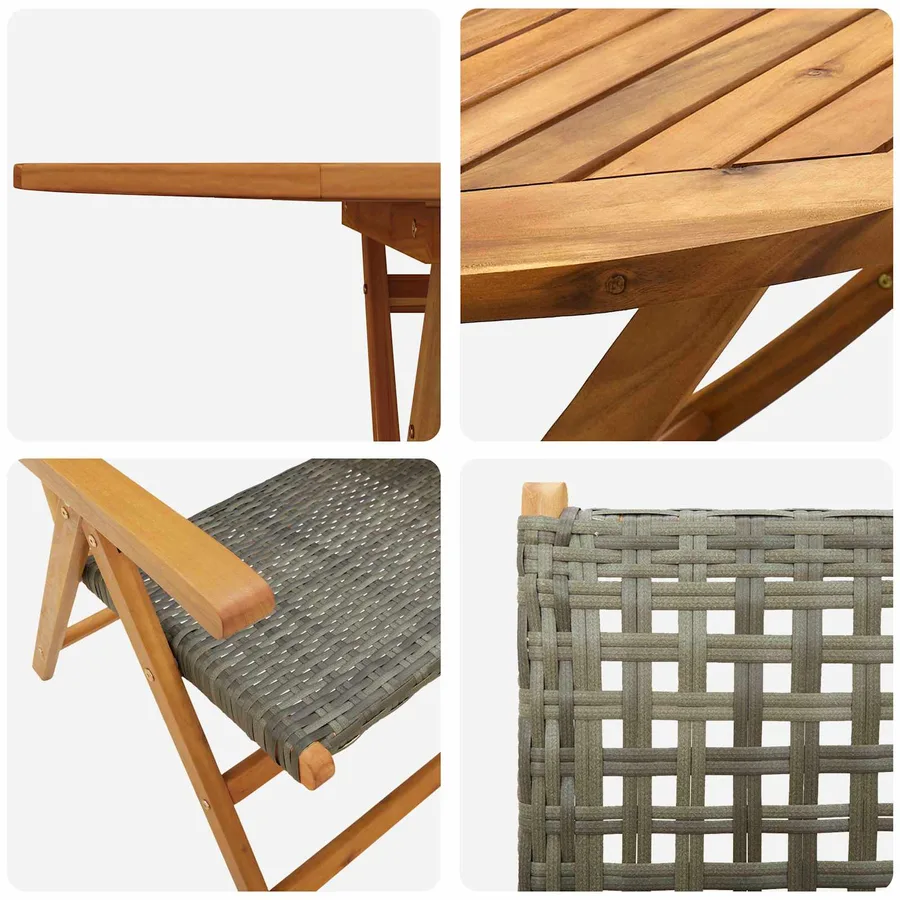 Ensemble de salle à manger pour jardin 7 pcs Gris - 5