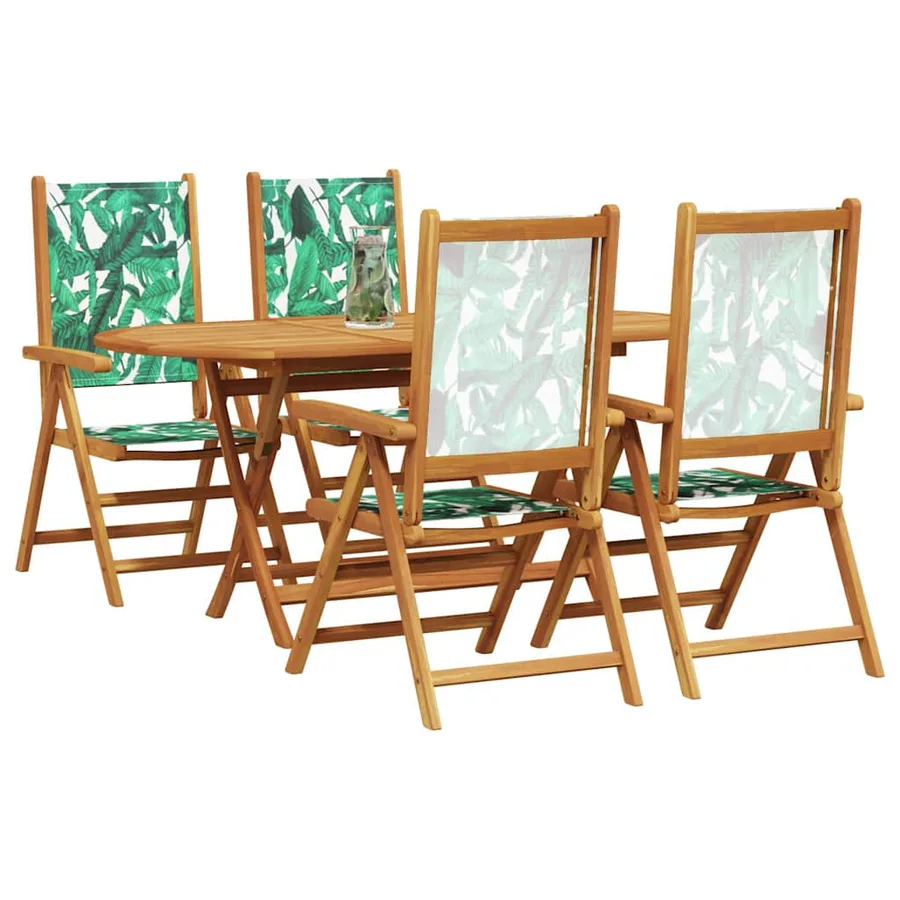 Ensemble de salle à manger pour jardin 5 pcs Motif feuille - 3