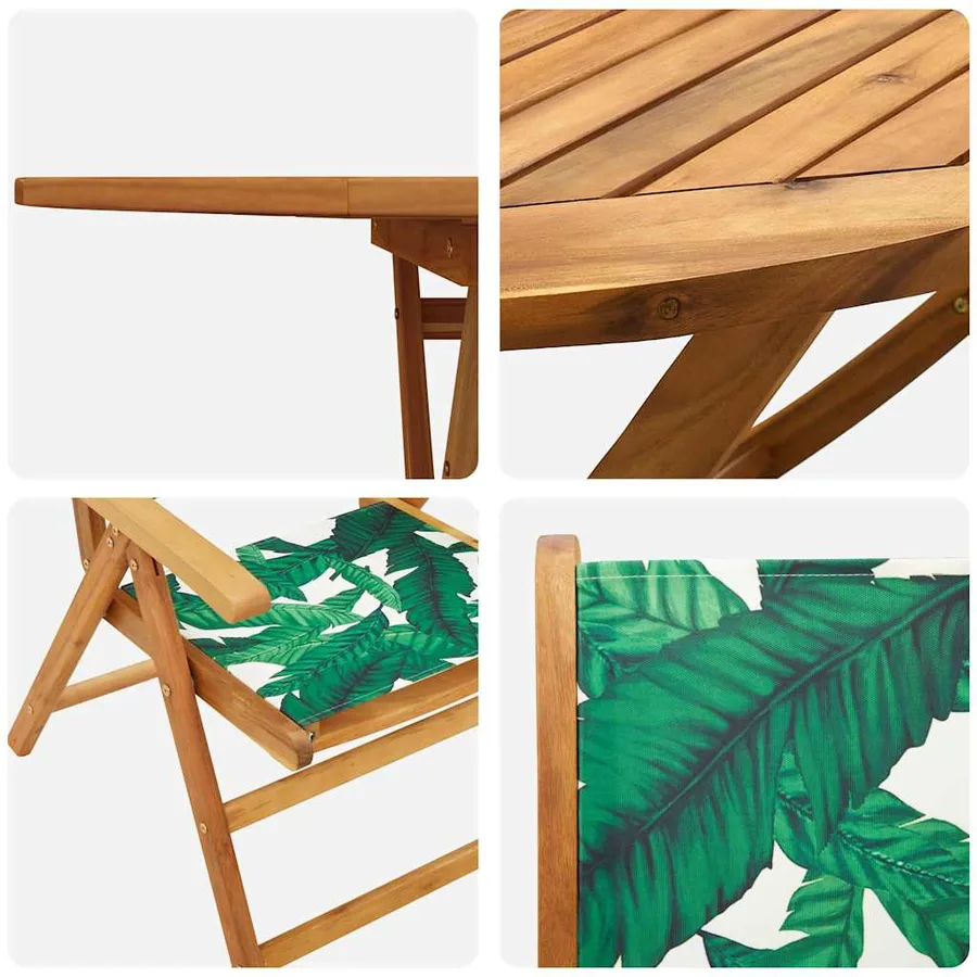 Ensemble de salle à manger pour jardin 5 pcs Motif feuille - 8