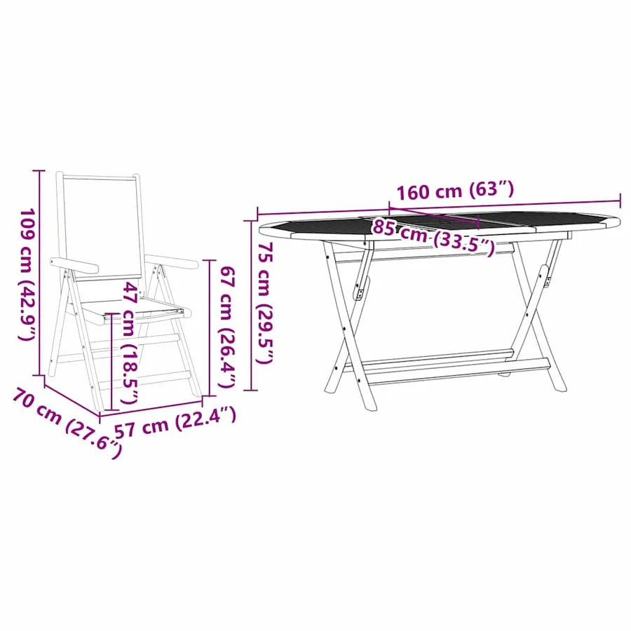 Ensemble de salle à manger pour jardin 5 pcs Anthracite - 13