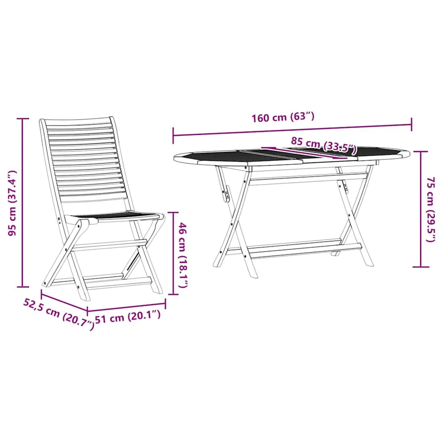 Ensemble de salle à manger pour jardin 9 pcs Marron - 13