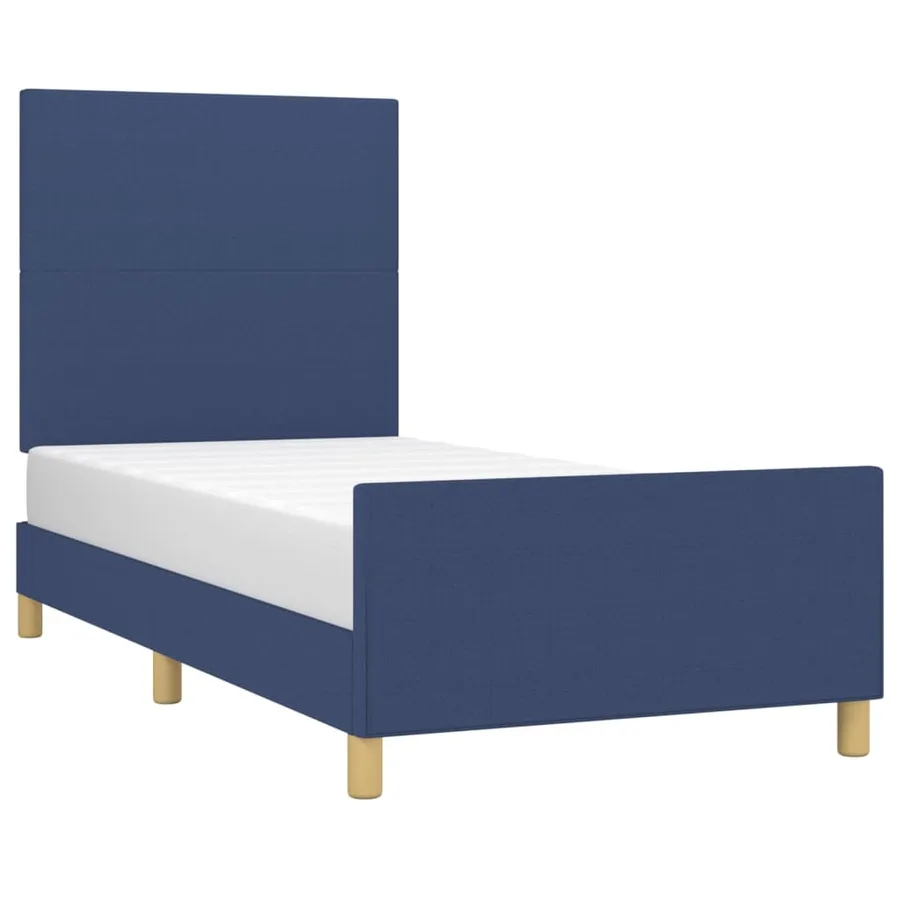 Cadre de lit sans matelas bleu 80x200 cm tissu - 3