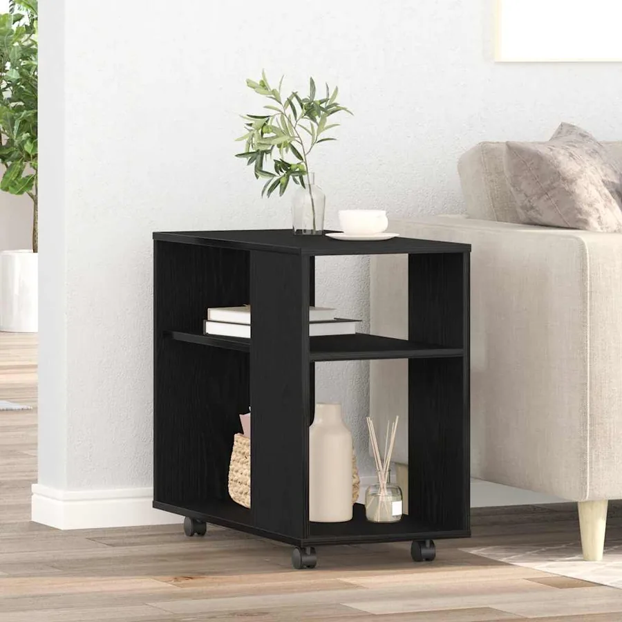 Table d'appoint en chêne noir 70 x 35 x 60 cm Bois d'ingénierie