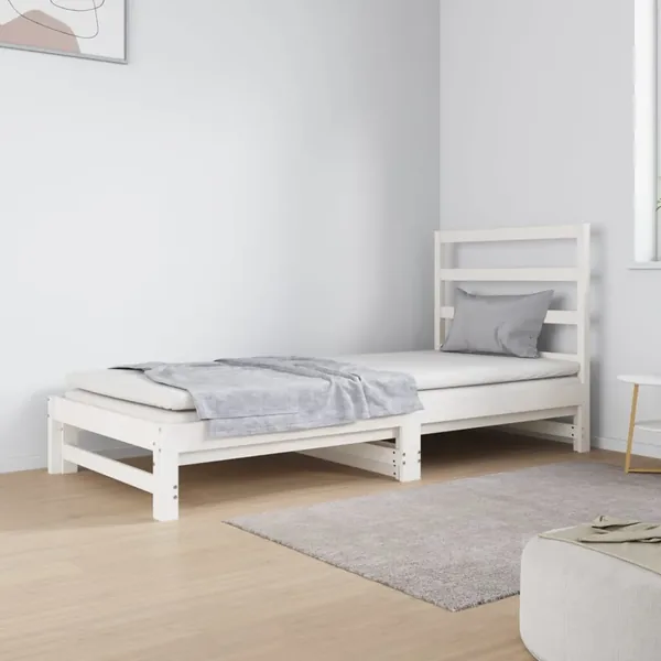 Lit coulissant sans matelas blanc 2x(90x190) cm