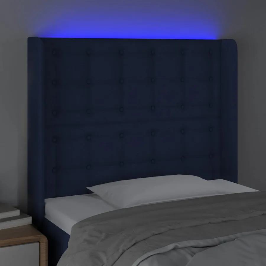 Tête de lit à LED Bleu 93x16x118/128 cm Tissu - 4