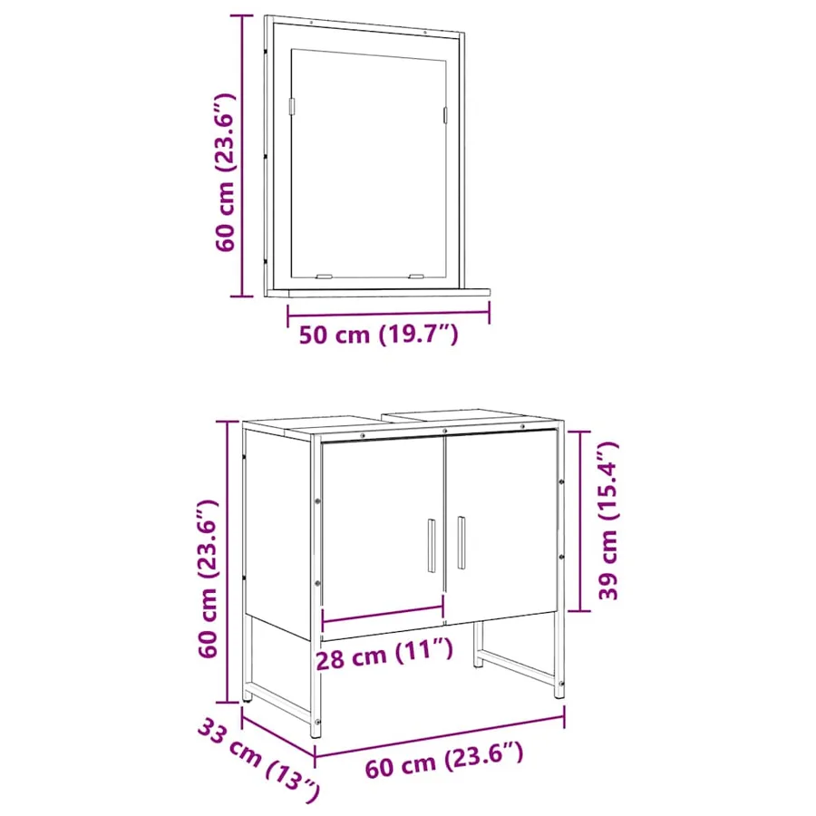 Ensemble de mobilier de salle de bain 2 pc Marron - 12