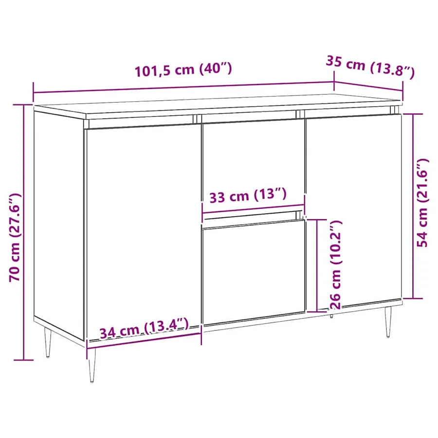 Buffet Bois ancien 101,5 x 35 x 70 cm Bois d'ingénierie - 12