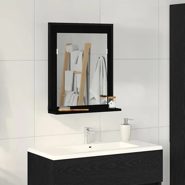 Miroir Chêne noir 50 x 12 x 60 cm Verre et Bois Ingénierie