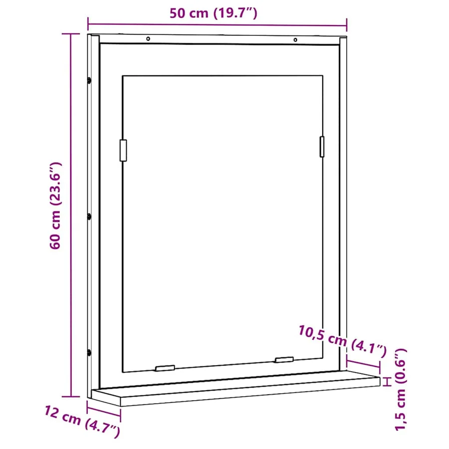 Miroir Chêne noir 50 x 12 x 60 cm Verre et Bois Ingénierie - 10
