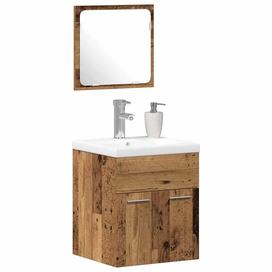 Ensemble de mobilier de salle de bain 3 pcs Bois Ancien - 3