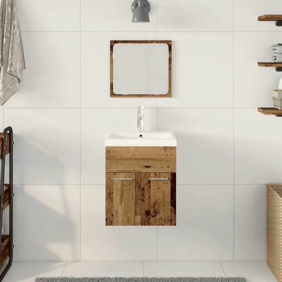 Ensemble de mobilier de salle de bain 3 pcs Bois Ancien - 4