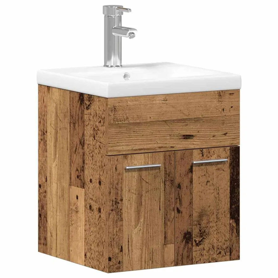 Ensemble de mobilier de salle de bain 3 pcs Bois Ancien - 5