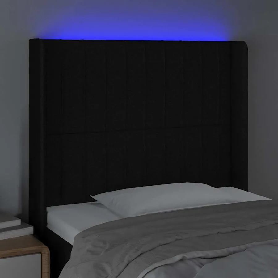 Tête de lit à LED Noir 103x16x118/128 cm Tissu - 4