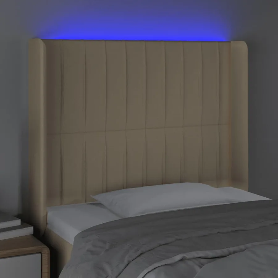 Tête de lit à LED Crème 93x16x118/128 cm Tissu - 4