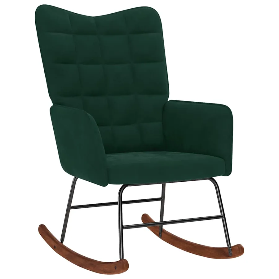 Chaise à bascule Vert foncé Velours