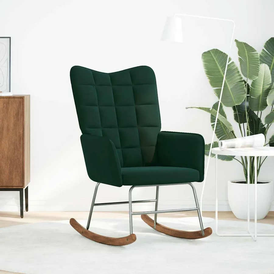 Chaise à bascule Vert foncé Velours - 2