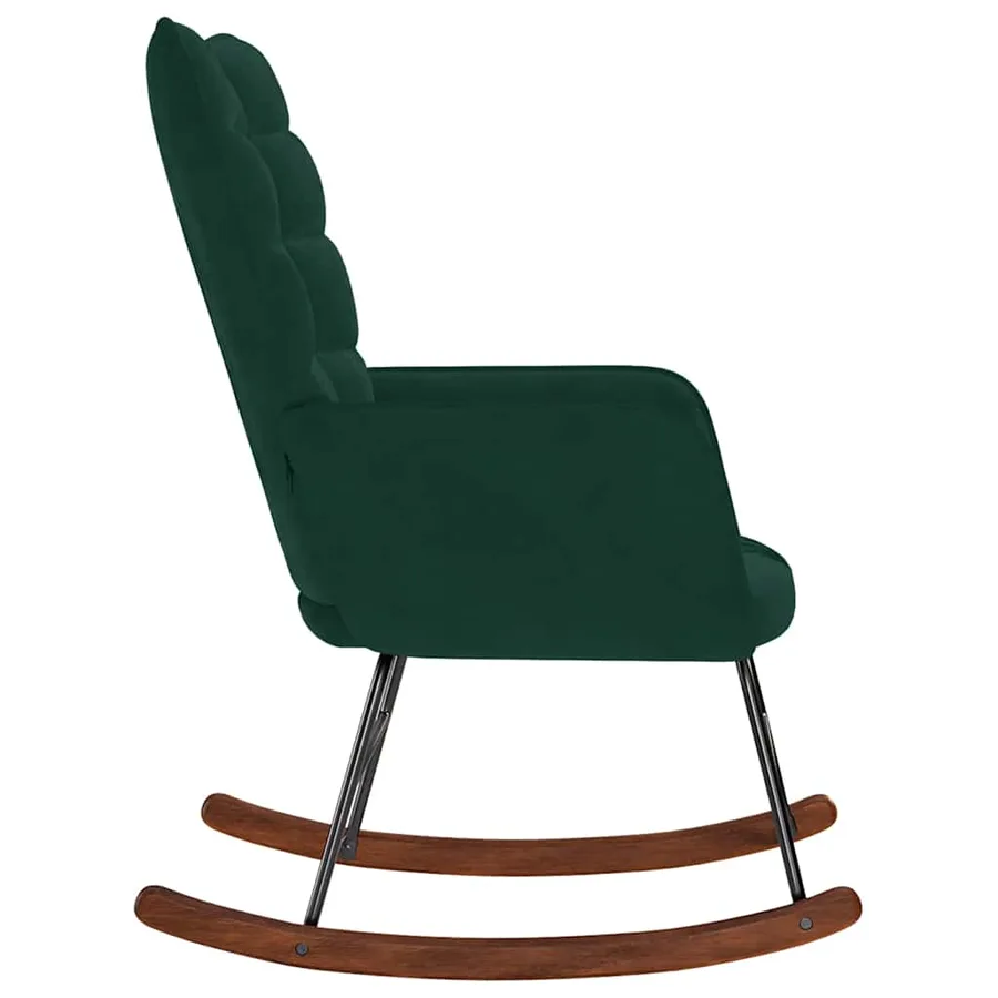 Chaise à bascule Vert foncé Velours - 4