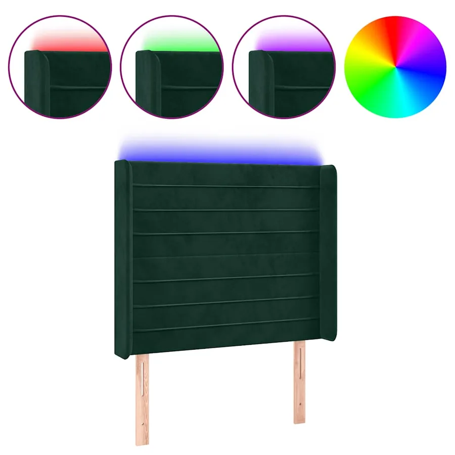 Tête de lit à LED Vert foncé 103x16x118/128 cm Velours - 2