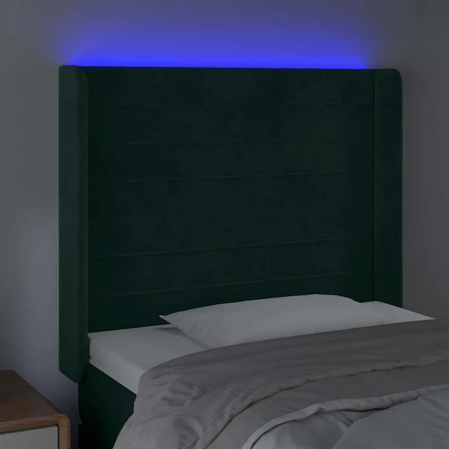 Tête de lit à LED Vert foncé 103x16x118/128 cm Velours - 4