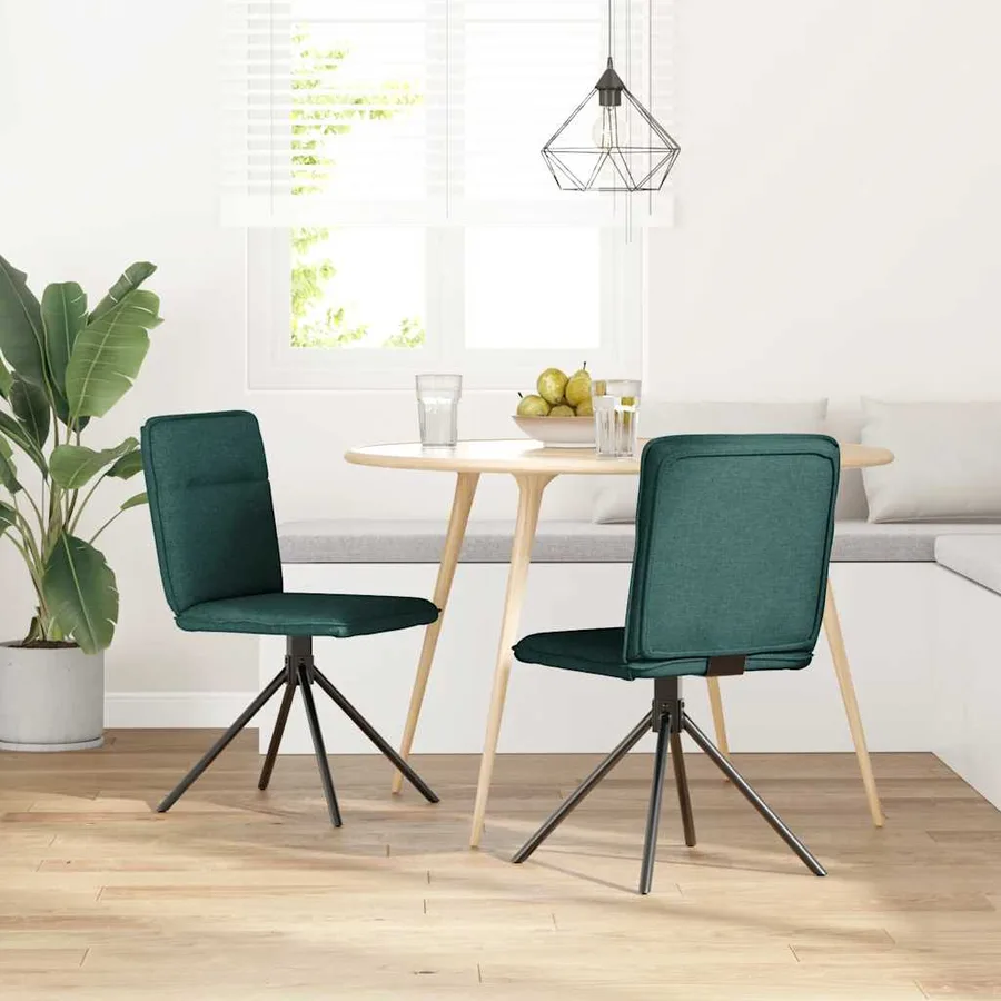Chaises à manger lot de 2 vert foncé tissu - 2