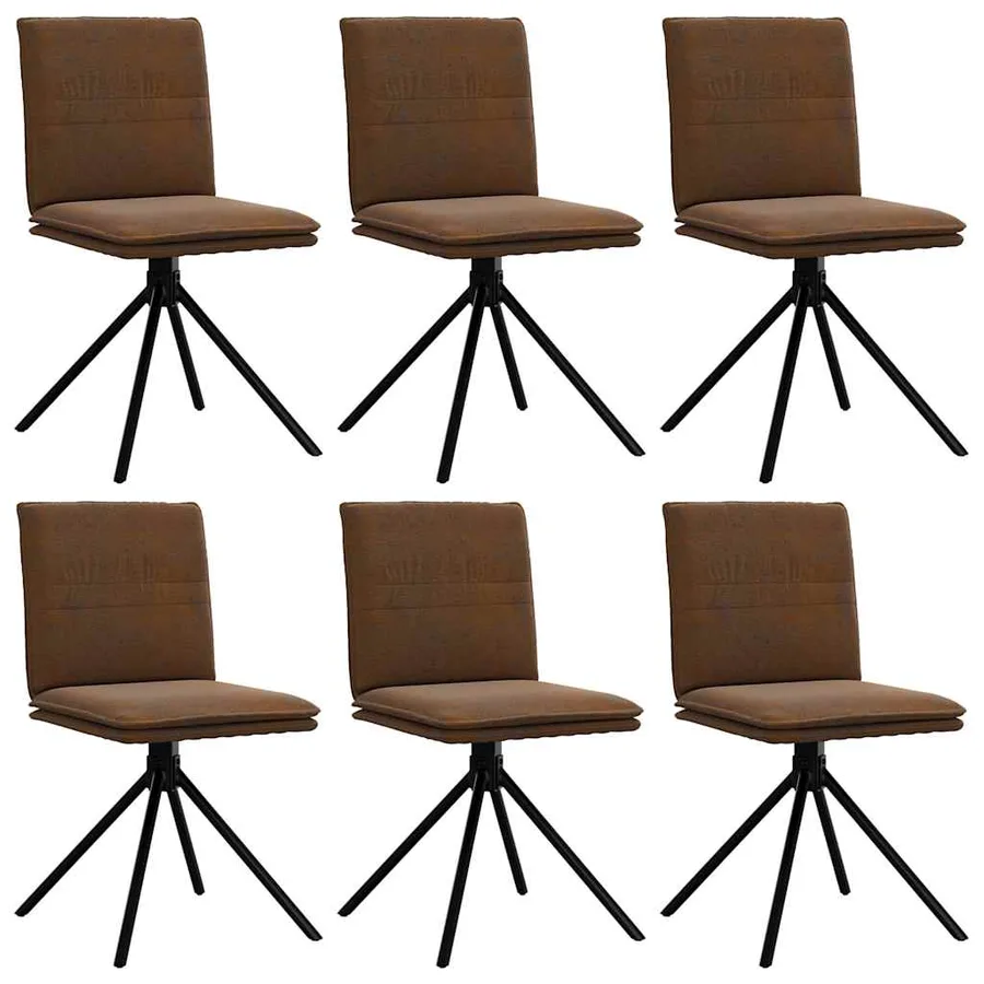Chaises à manger lot de 6 marron similicuir daim - 2