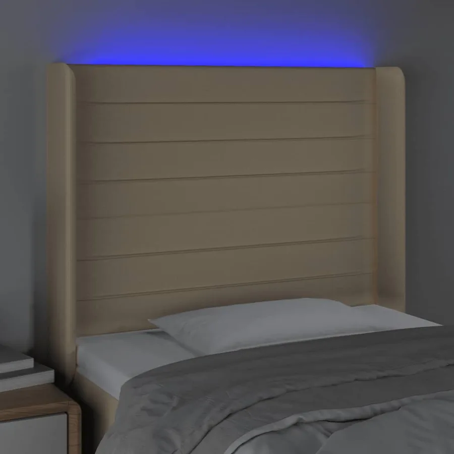 Tête de lit à LED Crème 93x16x118/128 cm Tissu - 4