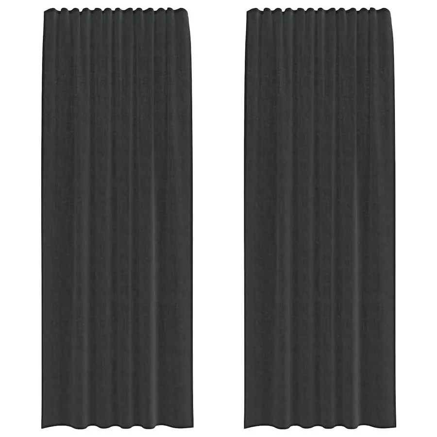 Rideaux en voile avec passe-tringles 2 pcs noir - 2