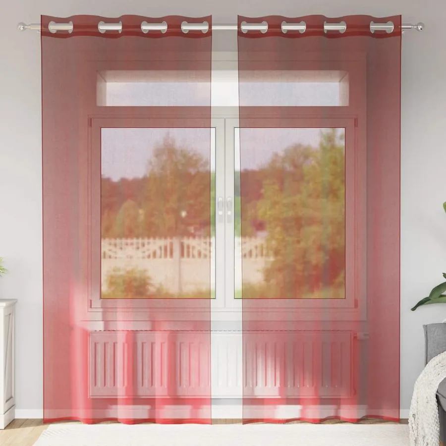 Rideaux en voile avec œillets 2 pcs rouge bordeaux