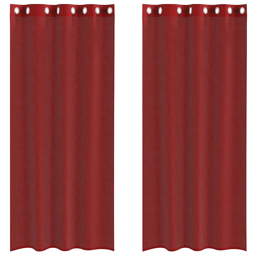 Rideaux en voile avec œillets 2 pcs rouge bordeaux - 2