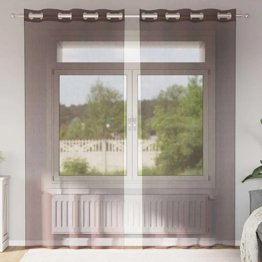 Rideaux en voile avec œillets 2 pcs marron 140x245 cm