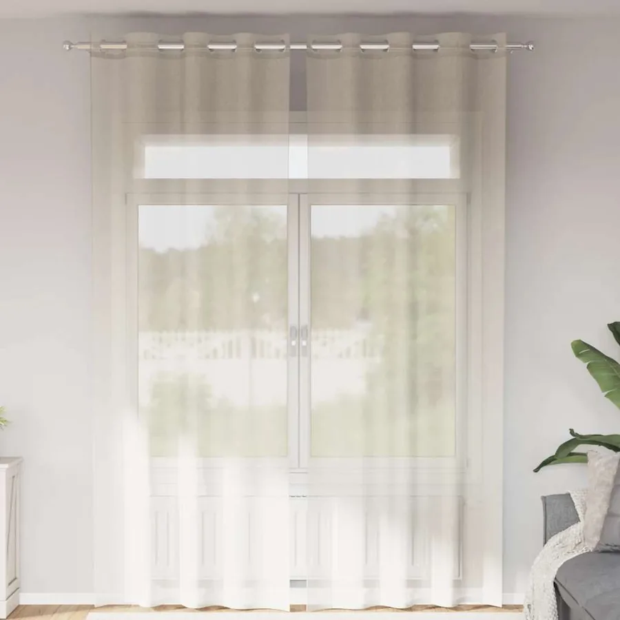 Rideaux en voile avec œillets 2 pcs crème 140x260 cm