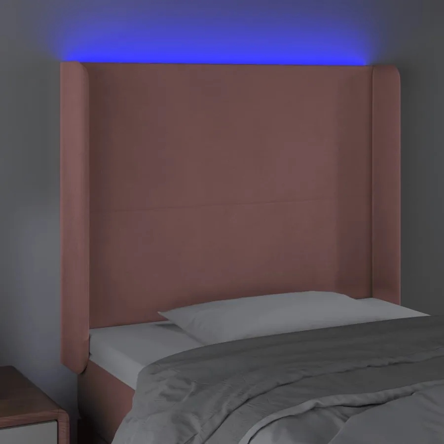 Tête de lit à LED Rose 83x16x118/128 cm Velours - 4