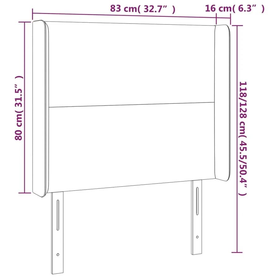 Tête de lit à LED Rose 83x16x118/128 cm Velours - 6