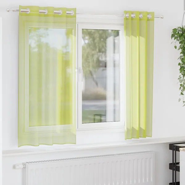 Rideaux en voile avec œillets 2 pcs vert pomme 140x175 cm