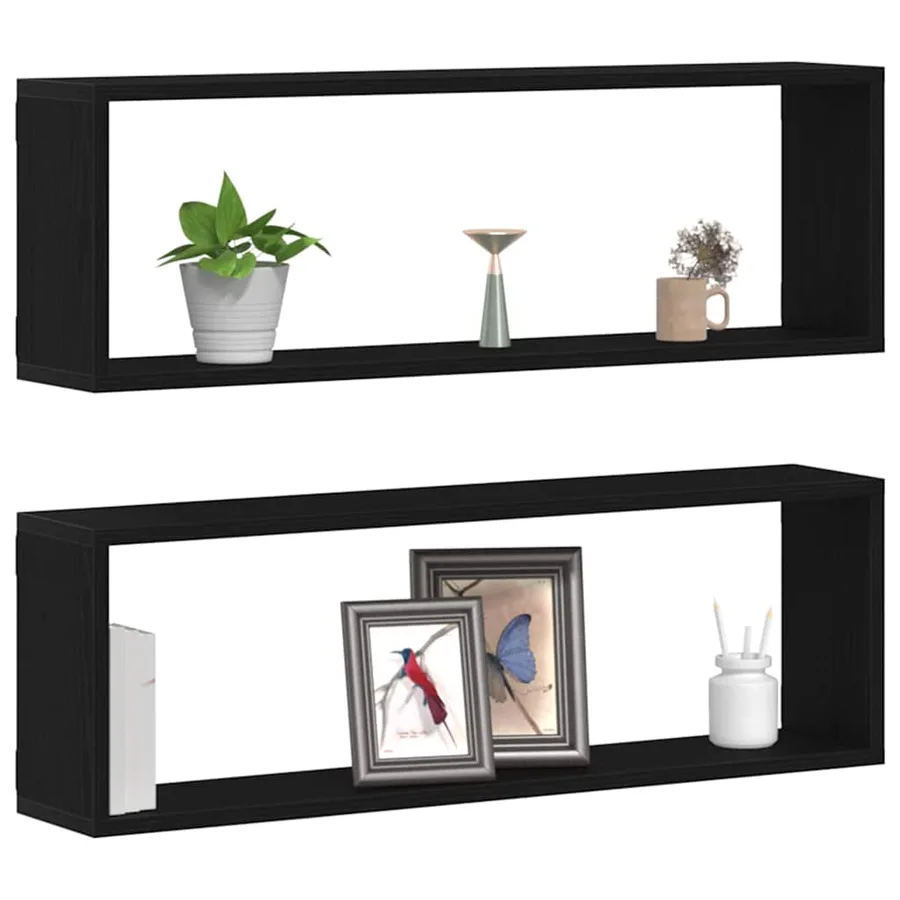 Étagères Murales avec étagère 2 pcs Chêne noir 80 x 15 x 26 cm - 3