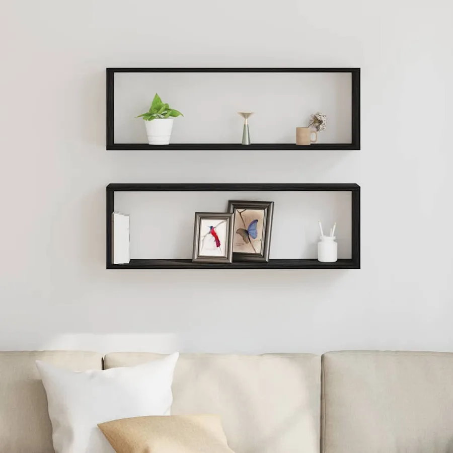 Étagères Murales avec étagère 2 pcs Chêne noir 80 x 15 x 26 cm - 4