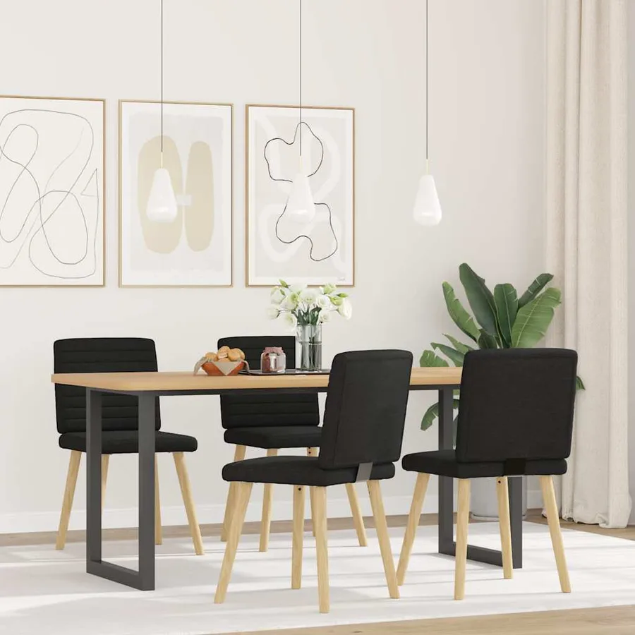 Chaises à manger lot de 4 noir tissu - 2