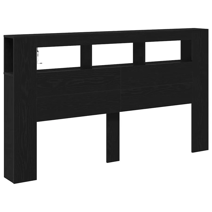 Tête de lit LED avec étagère Chêne noir 180 x 18,5 x 103,5 cm - 6