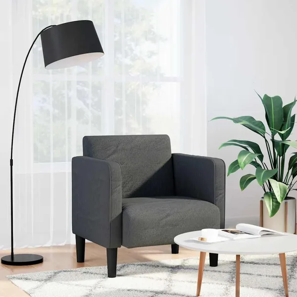 Canapé-chaise accoudoirs gris foncé 54 cm tissu velours côtelé