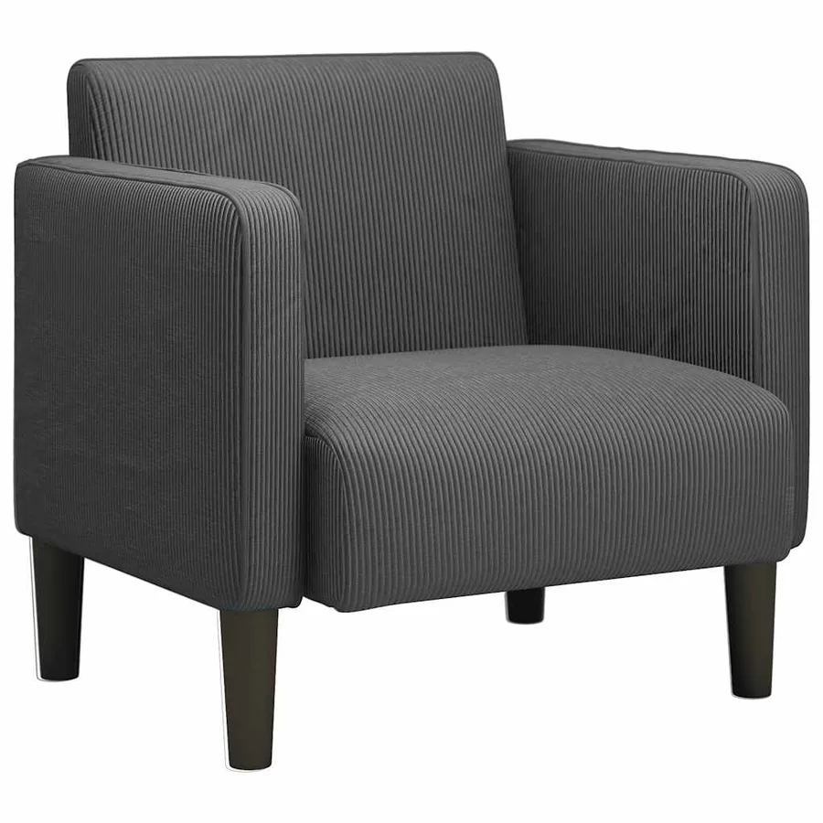 Canapé-chaise accoudoirs gris foncé 54 cm tissu velours côtelé - 2