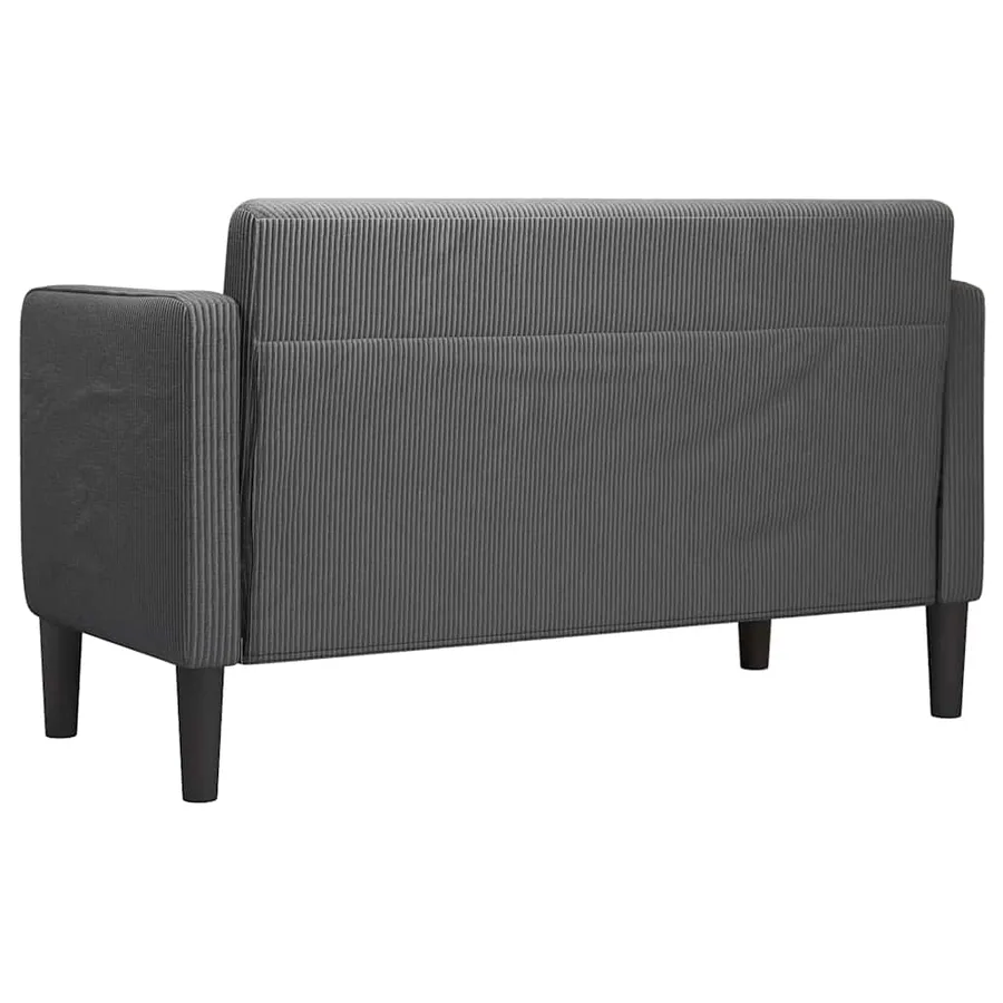 Canapé causeuse gris foncé 109 cm tissu velours côtelé - 5