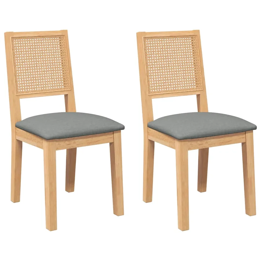 Chaises à manger coussins 2 pcs bois massif caoutchouc - 2